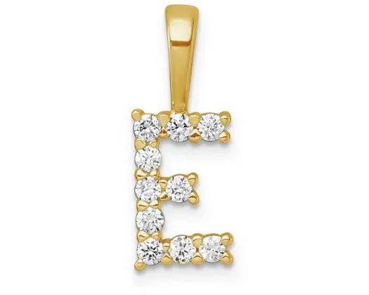 9ct Yellow Gold Initial Diamond Pendant | E