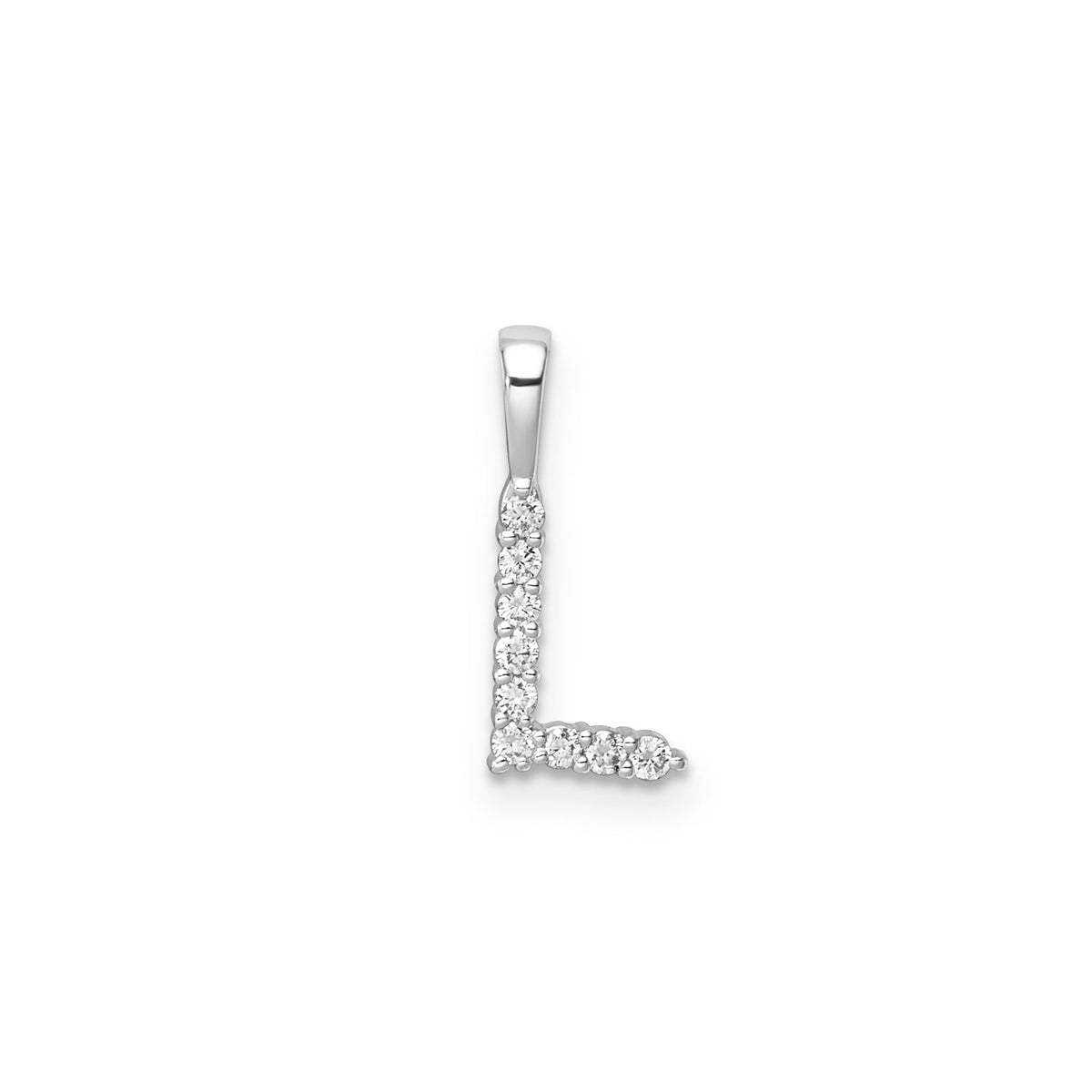 9ct White Gold Diamond Initial "L" Pendant | 0.07ct F VS