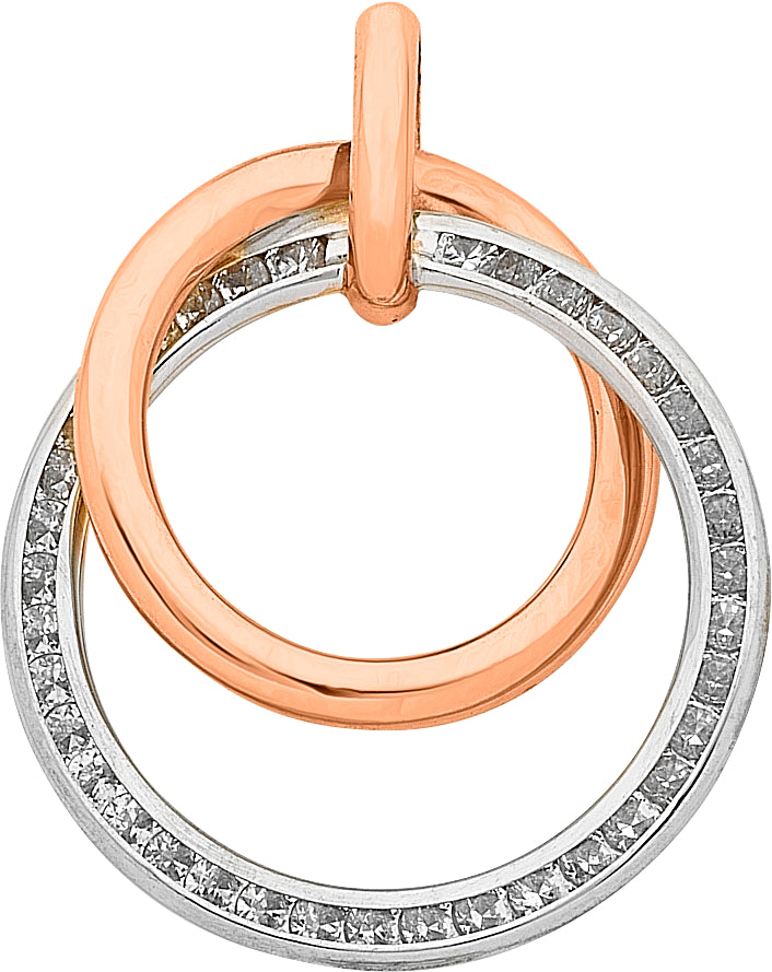9ct Two Tone Rose and White gold pendant set in channel style in CZ stones