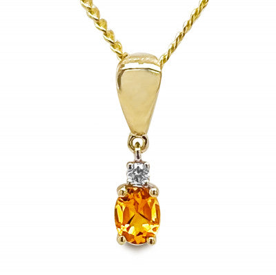 9ct Yellow Gold Oval Citrine Pendant