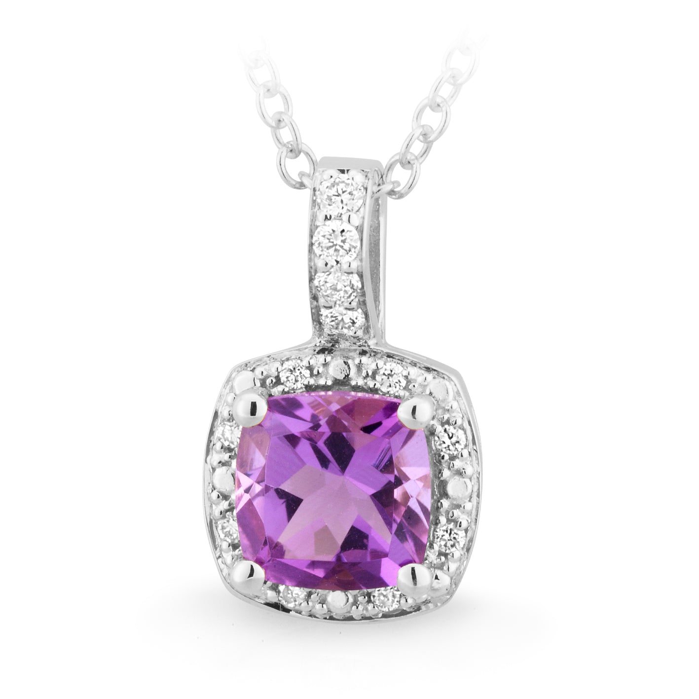 9ct White Gold Amethyst Pendant