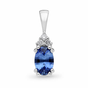 9ct White Gold Ceylon Sapphire Pendant