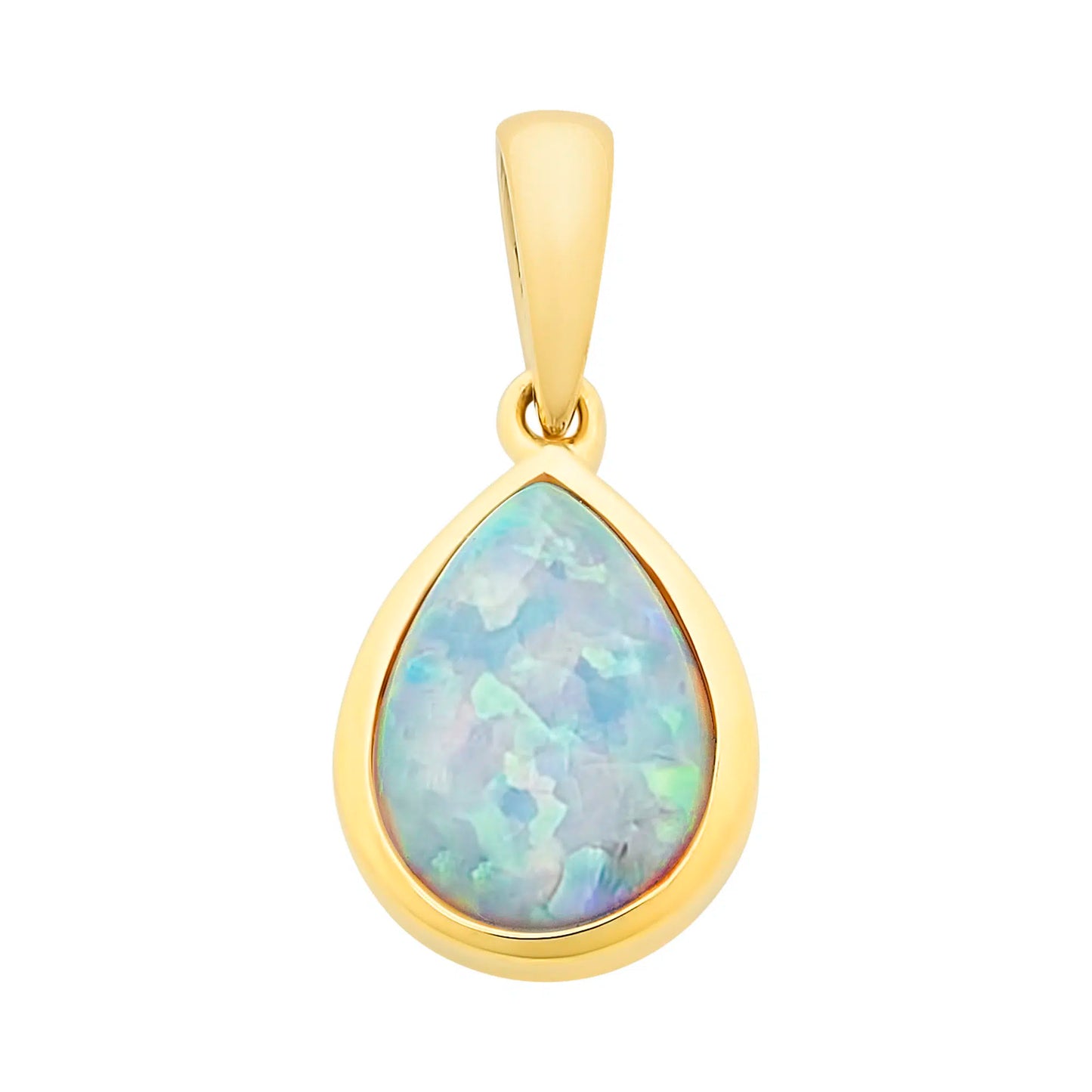 9ct Yellow Gold Created Opal Pendant