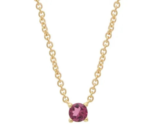 9ct Yellow Gold Pink Tourmaline Necklet