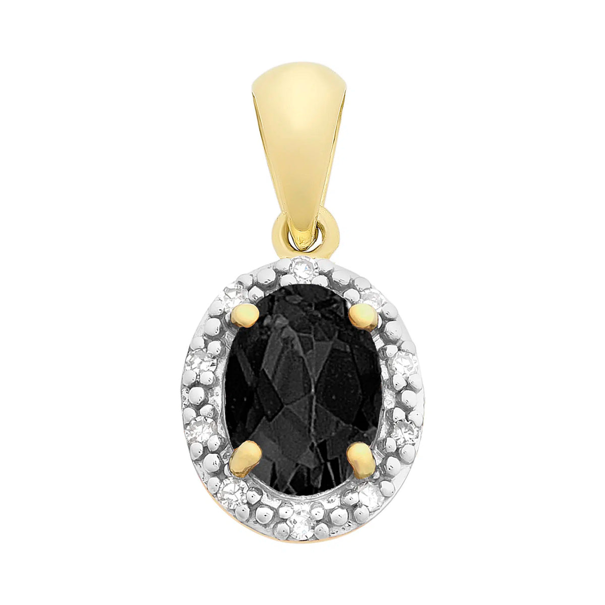 9ct Yellow Gold Sapphire & Diamond Pendant