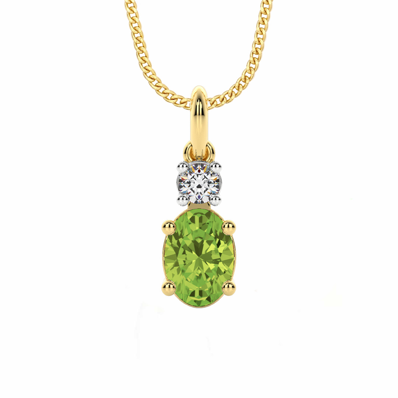 9ct Yellow Gold Peridot & Diamond Pendant