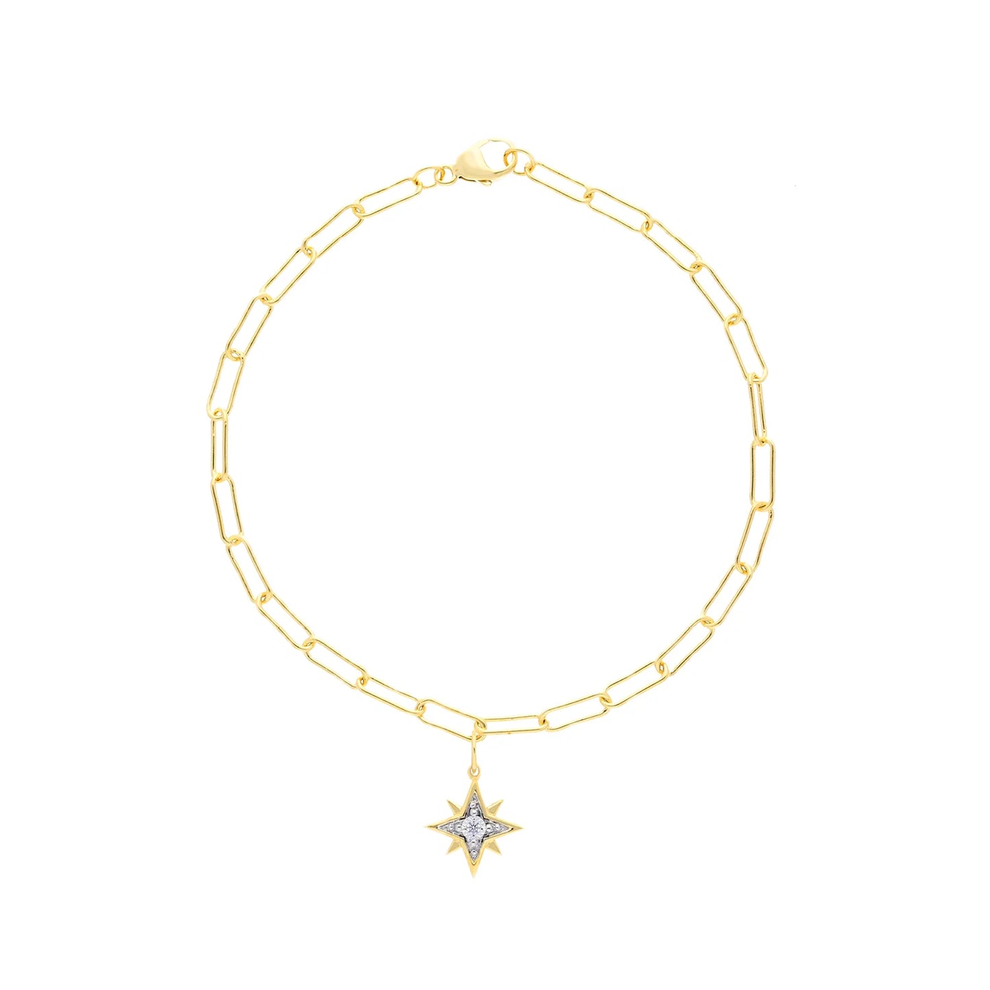9ct Yellow Gold Bracelet with Diamond Star