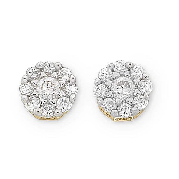 9ct Two Tone Gold Diamond Earrings