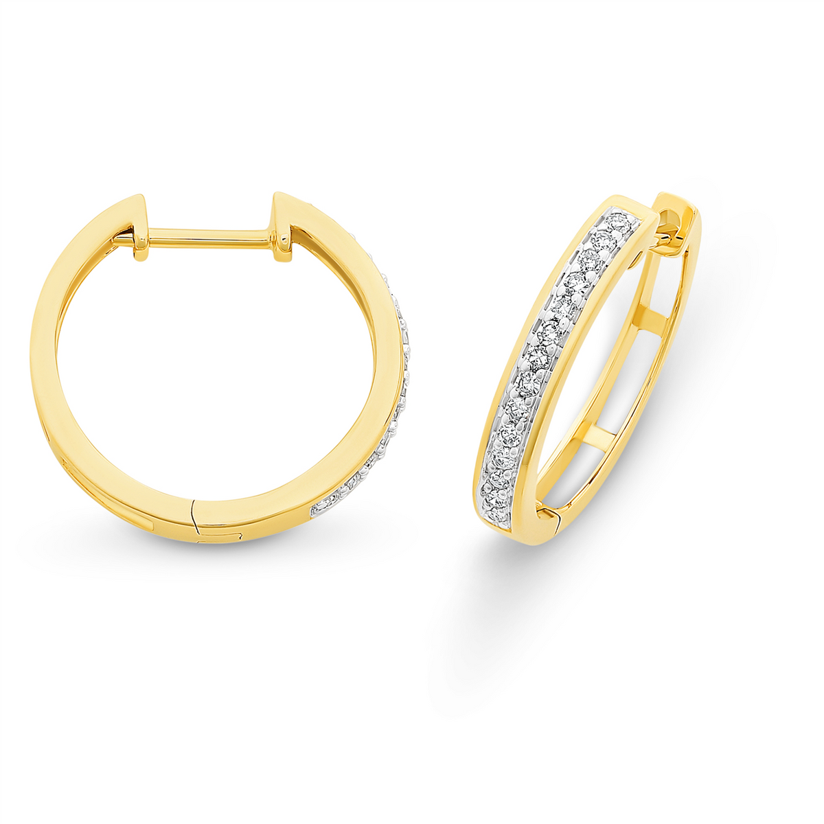 9ct YG Diiamond Huggies