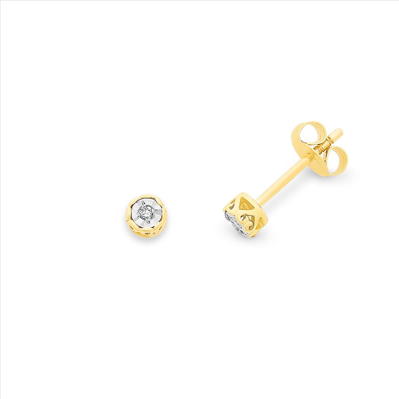 9ct Yellow Gold Diamond Earrings