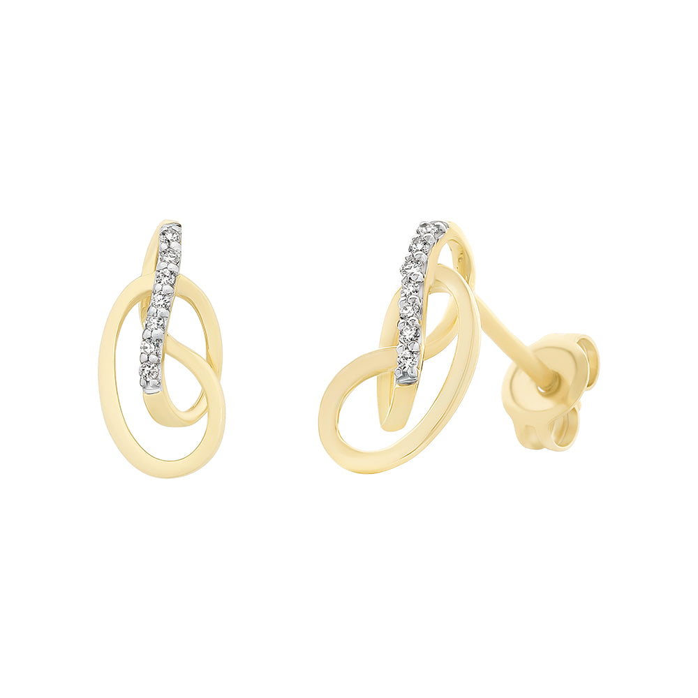 9ct Yellow Gold Diamond Earrings