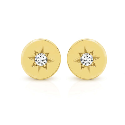 9ct Yellow Gold Diamond Set Star Round Studs