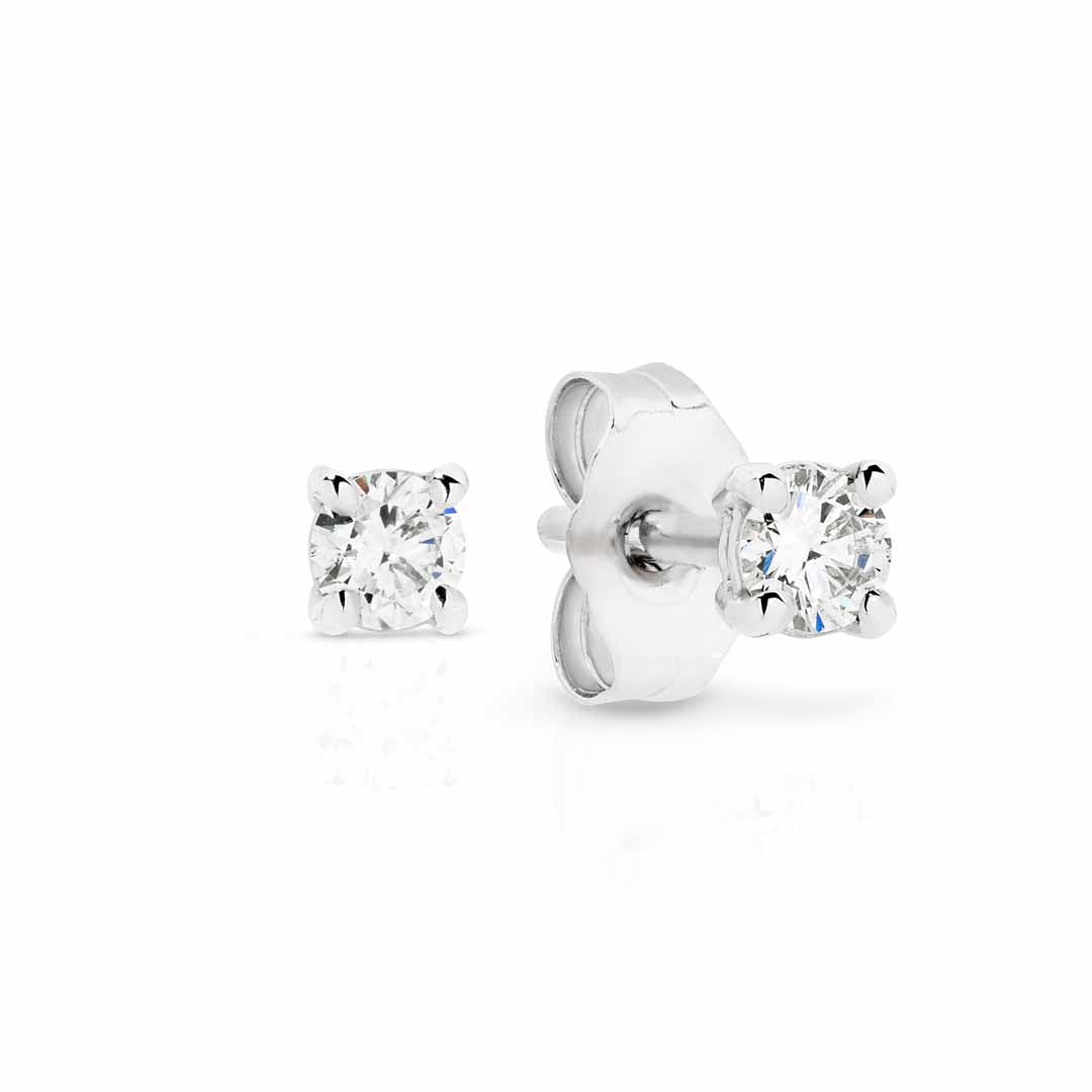 9ct White Gold Diamond Stud Earrings