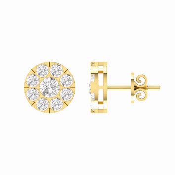 9ct Yellow Gold Diamond Cluster Studs