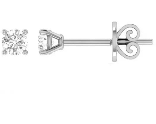 9ct White Gold Diamond Stud Earrings