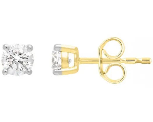 9ct Yellow Gold Diamond Claw Set Studs | 0.30ct HI I1