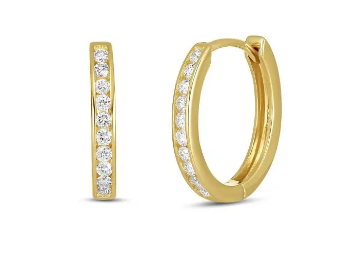 9ct Yellow Gold Diamond Huggies