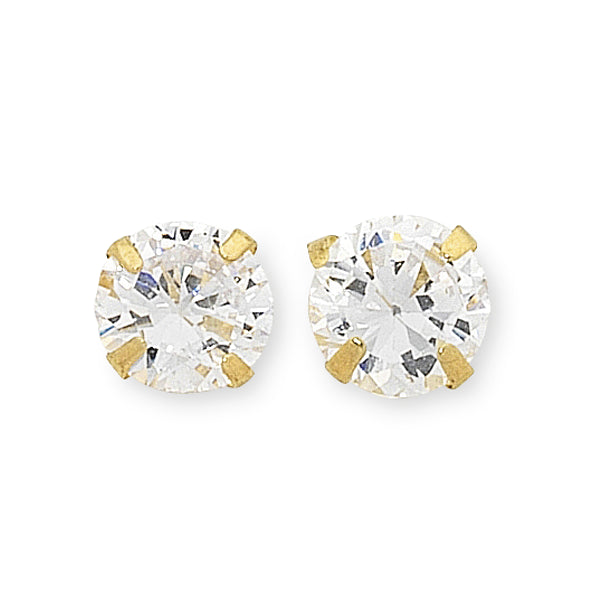 9ct Yellow Gold Cubic Zirconia Claw Set Stud Earrings