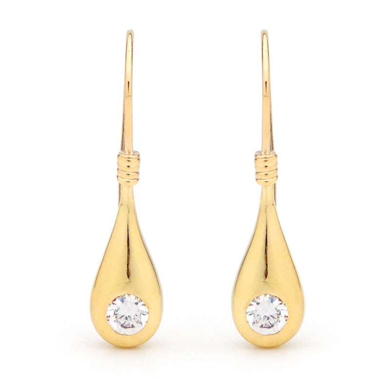 9ct Yellow Gold Cubic Zirconia Drop Earrings