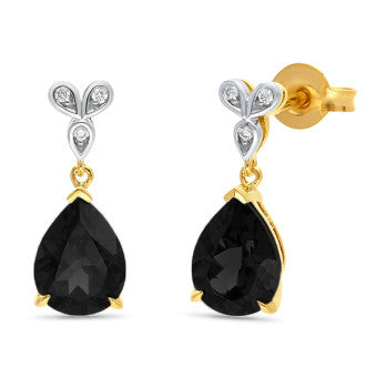 9ct Yellow Gold Sapphire & Diamond Earrings