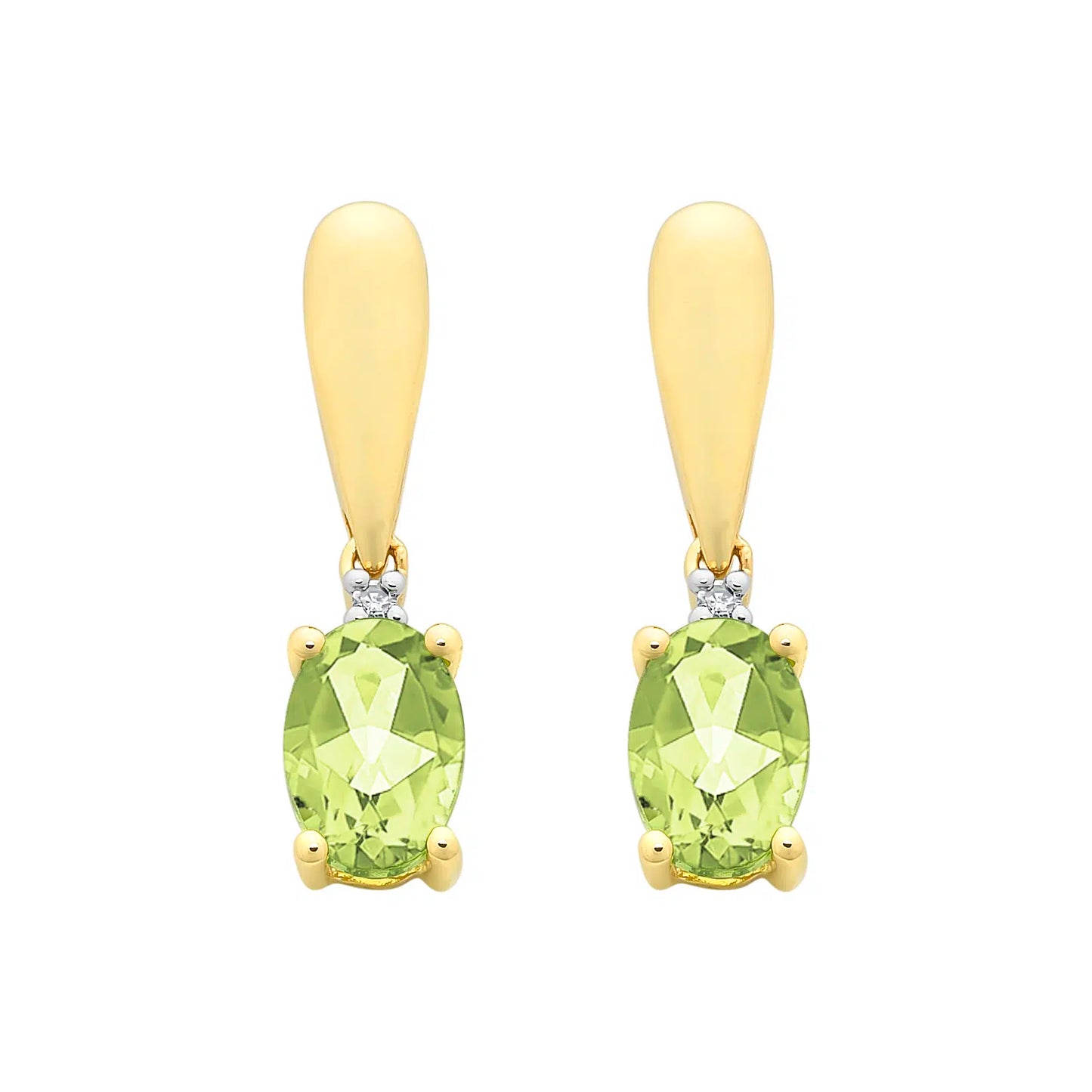 9ct Yellow Gold Peridot & Diamond Earrings