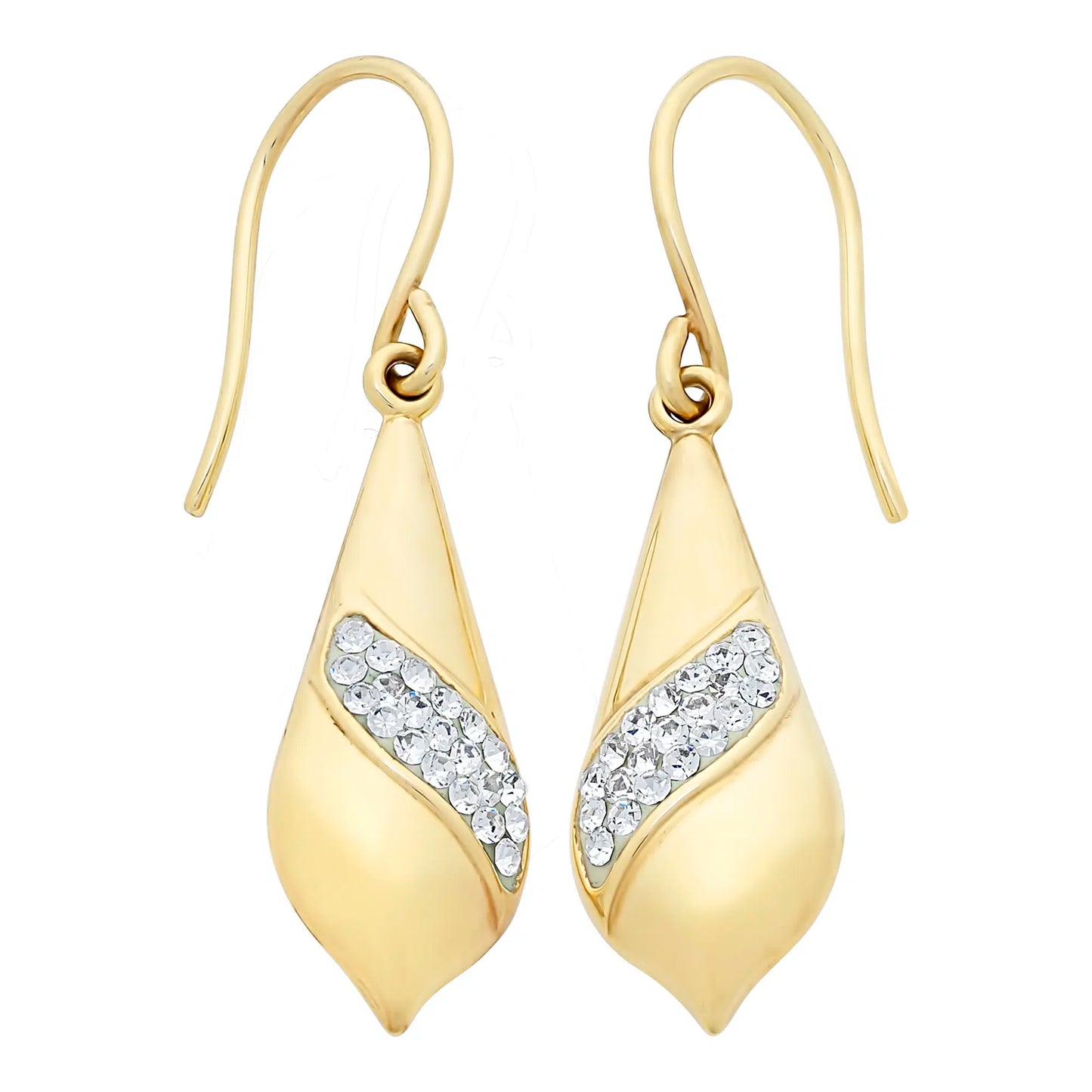 9ct Yellow Gold Crystal Drop Earrings