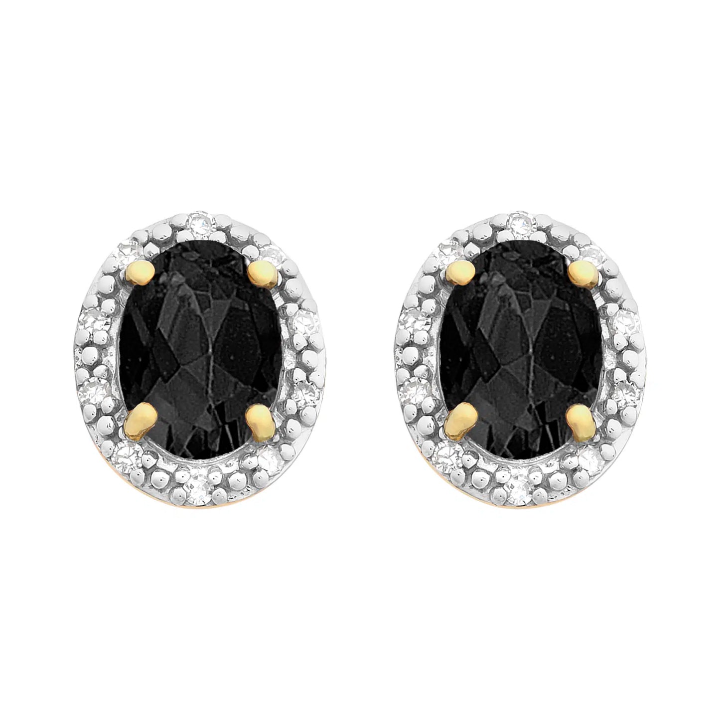 9ct Yellow Gold Sapphire & Diamond Earrings