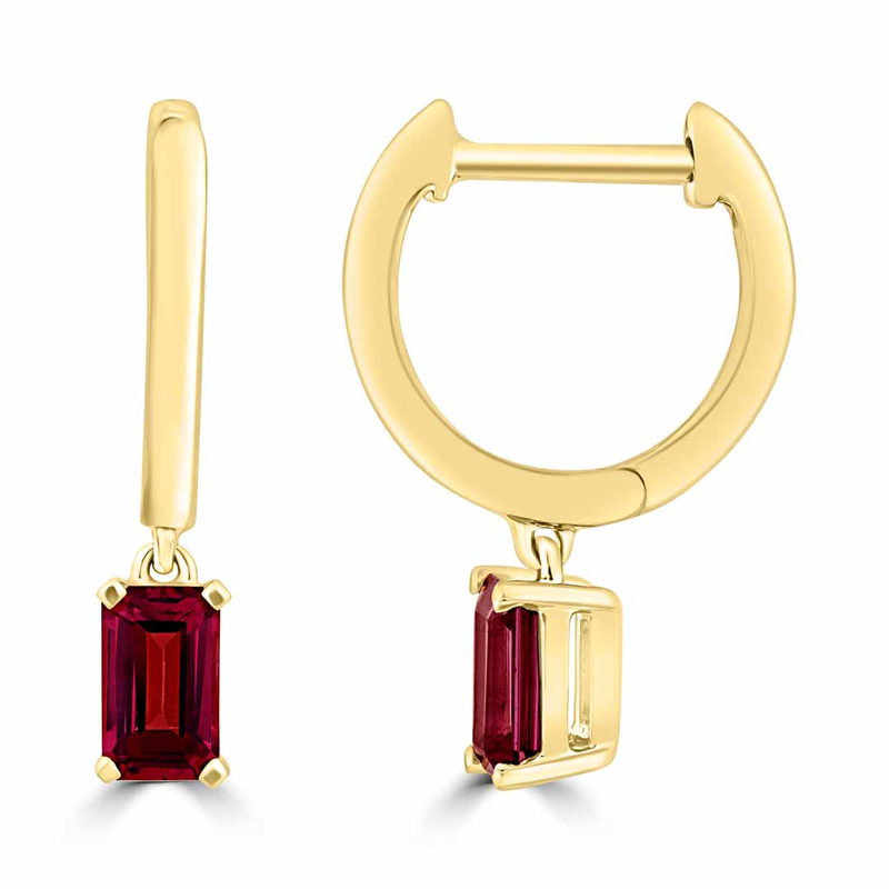 9ct Yellow Gold Rhodalite Garnet Huggie Earrings