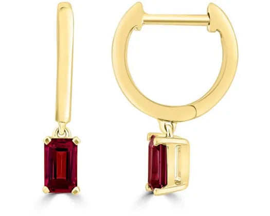 9ct Yellow Gold Rhodalite Garnet Huggie Earrings