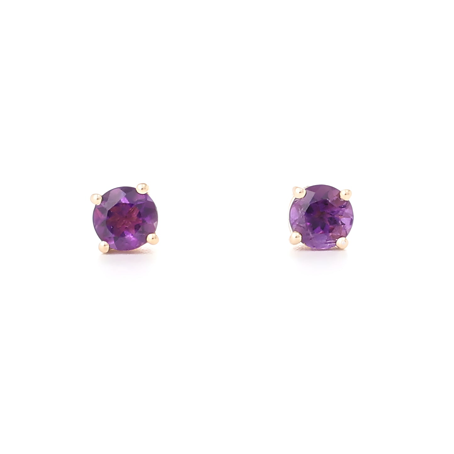 9ct Yellow Gold Amethyst Stud Earrings