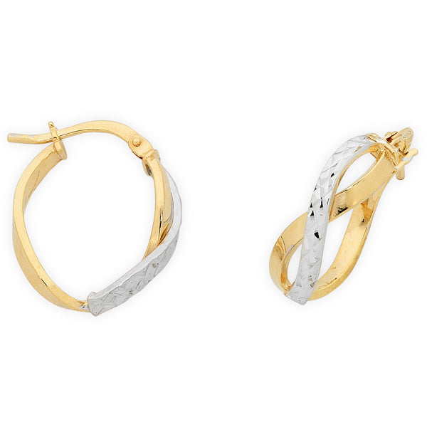 9ct Two Tone Gold Twist Hoops