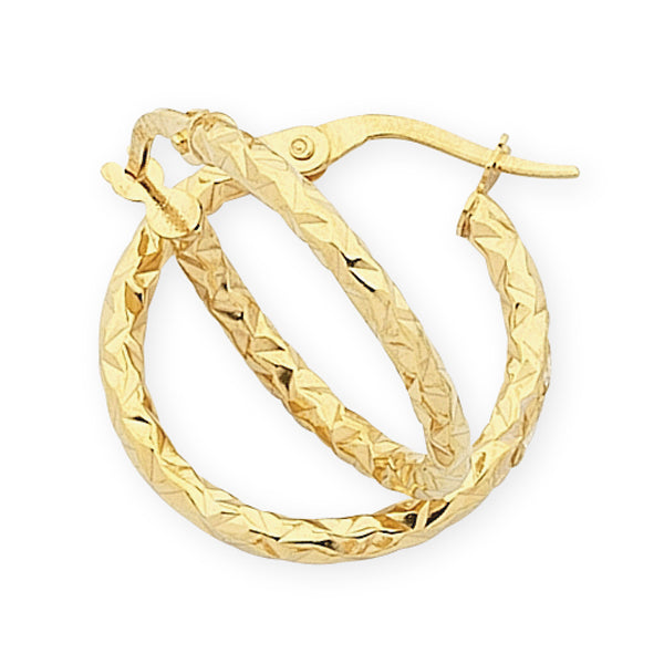 9ct Yellow Gold SF Patterned Hoops
