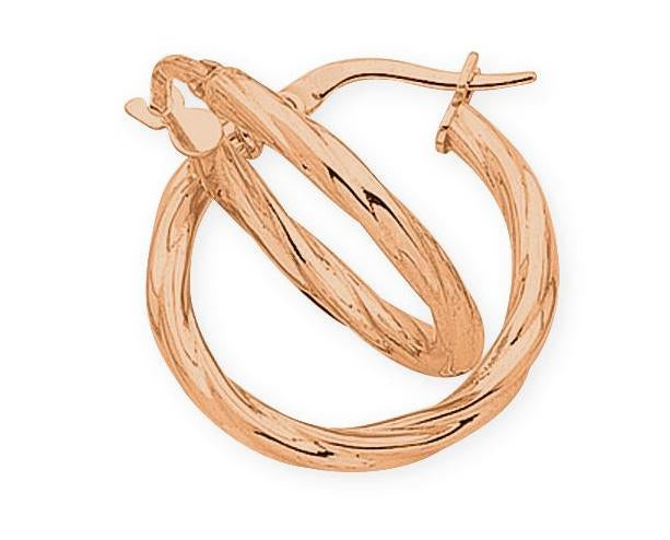 9ct Rose Gold Twist Hoops