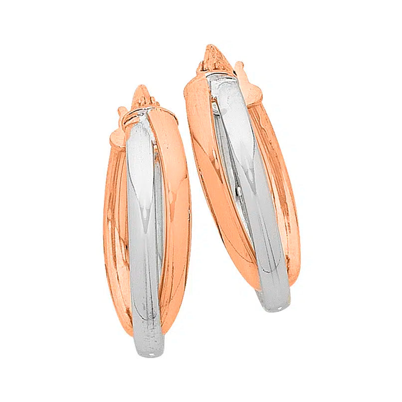 9ct White & Rose Gold Hoops