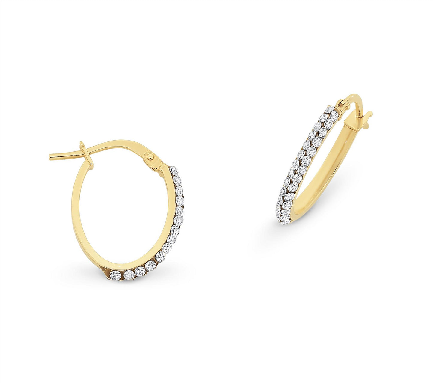 9ct Yellow Gold Hoop Earrings with Swarovski Crystals