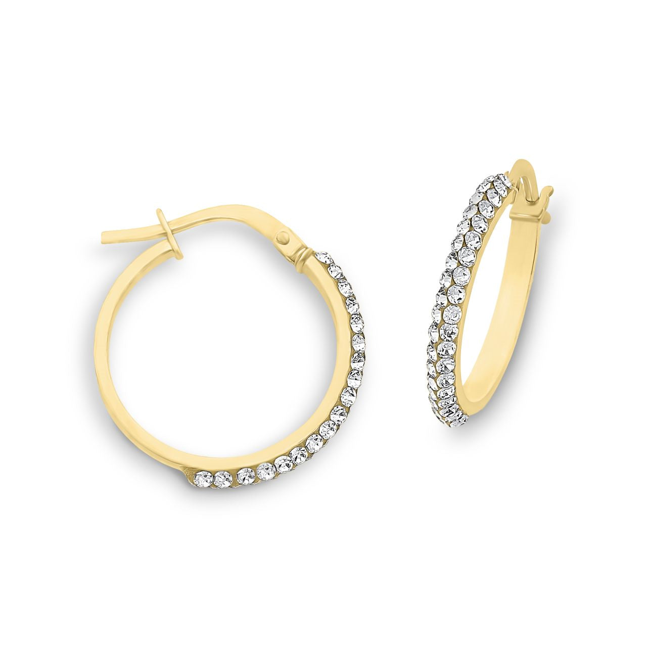 9ct Yellow Gold Hoops with Crystals