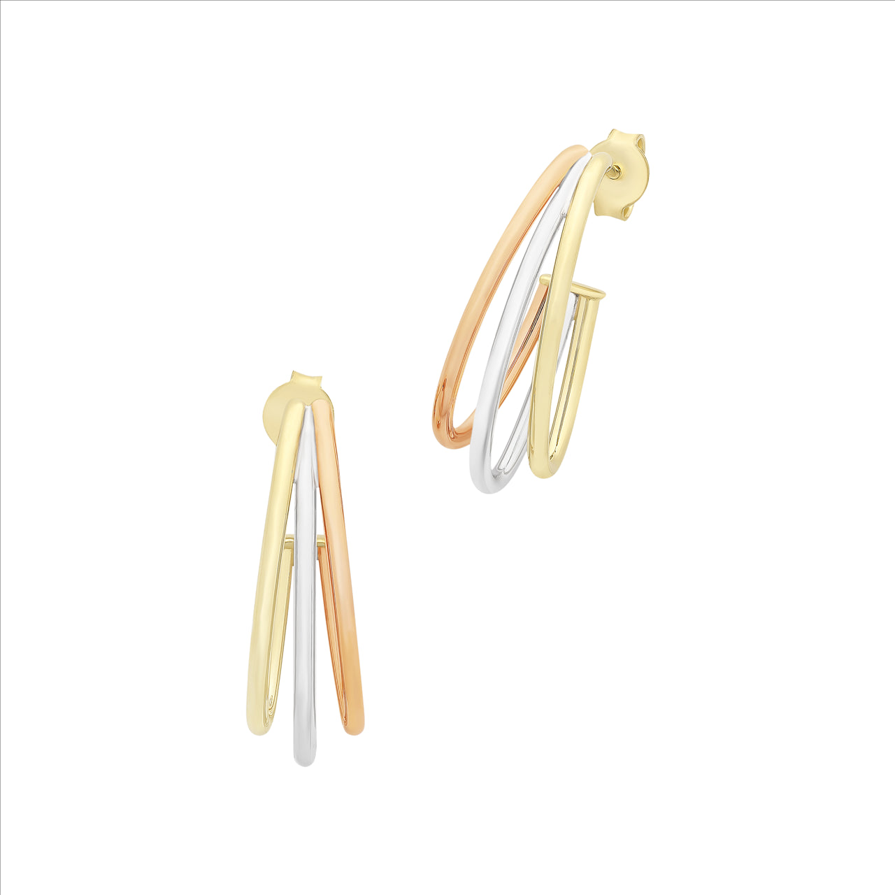 9ct Three Tone Gold Hoops