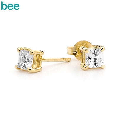 9ct Yellow Gold Cubic Zirconia Studs