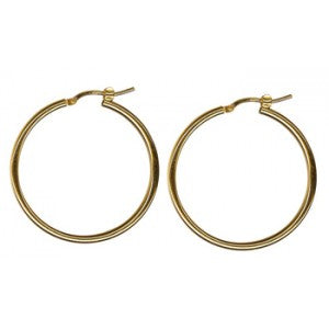 9ct White Gold Italian Plain Hoop Earrings