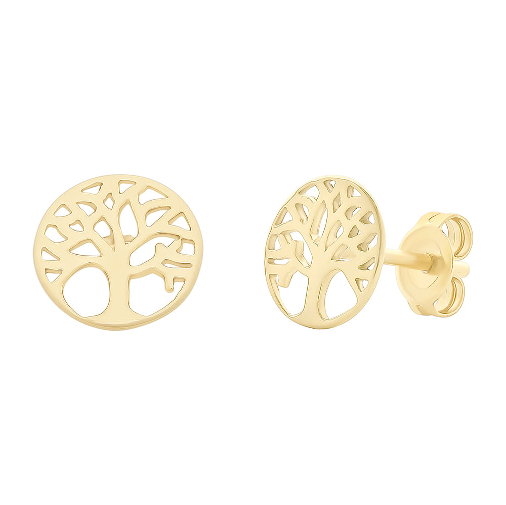 9ct Yellow Gold Tree Of Life Earrings