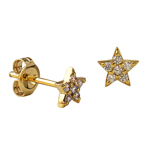 9ct Yellow Gold CZ Star studs