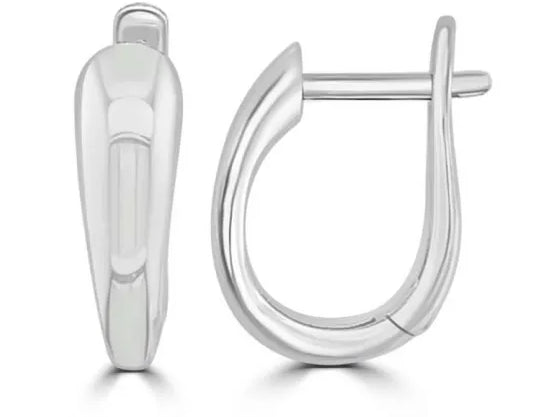 9ct White Gold Solid Tapered Hoops