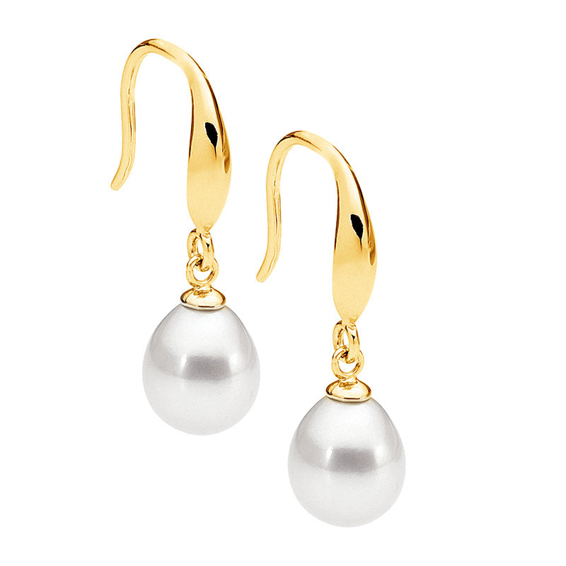 Sterling Silver Freshwater Pearl Drop Earrings | Gold Plated