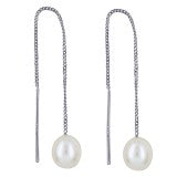 Sterling Silver Freshwater Pearl Thread Earrings