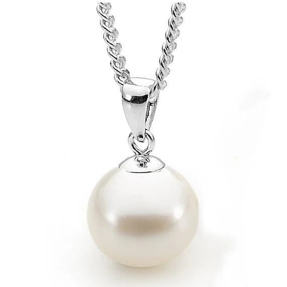 Sterling Silver White Round Pearl Pendant