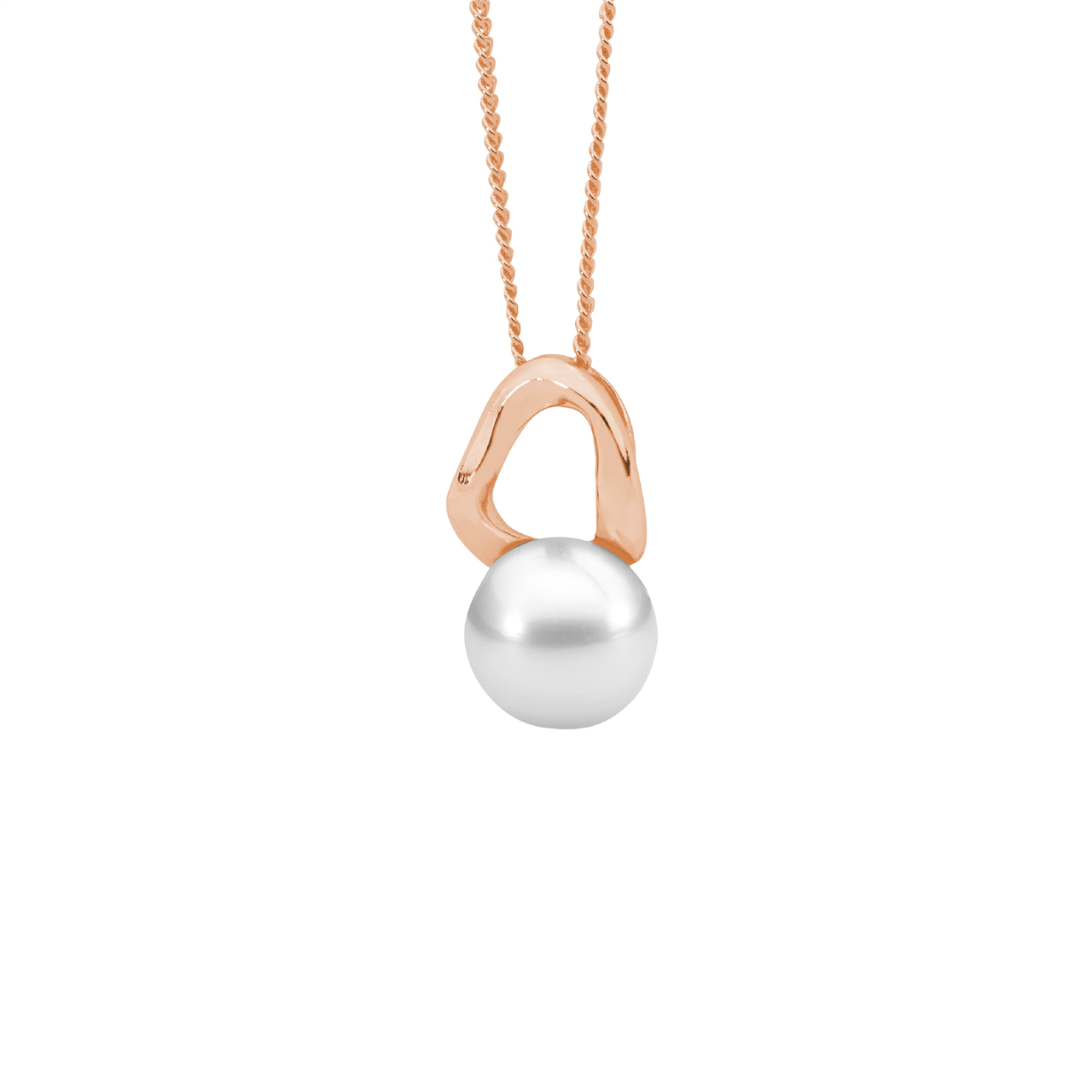 Sterling Silver Pendant w/Freshwater Pearl | Rose Gold Plating