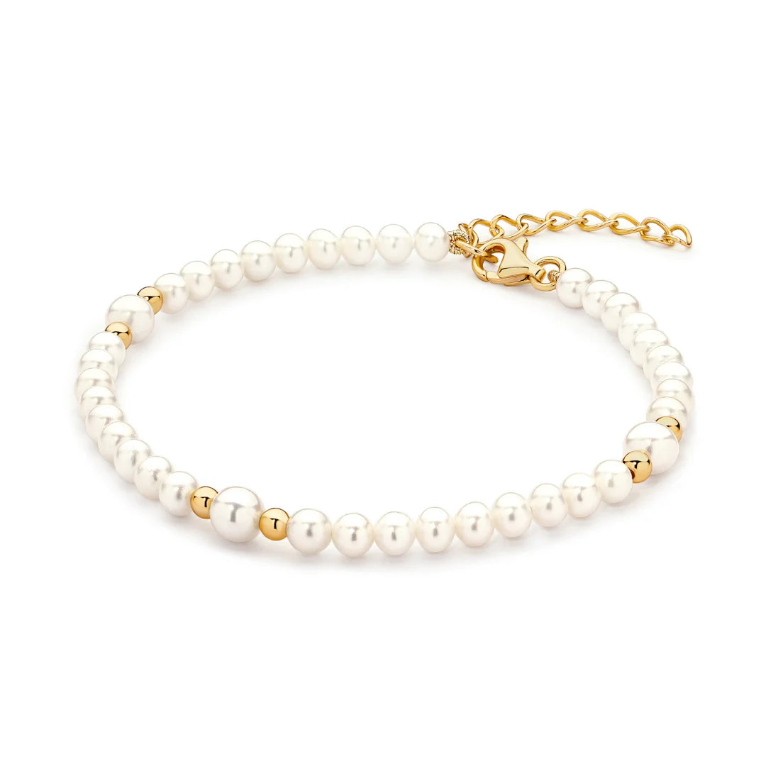 Sterling Silver Gold Plated Pearl Bracelet