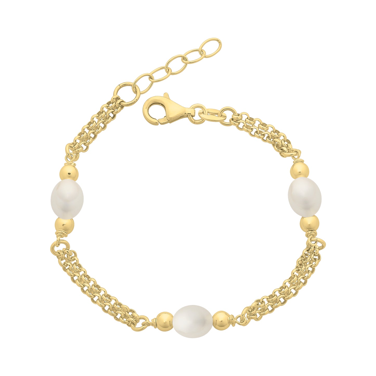 Sterling Silver Freshwater Pearl Bracelet | Gold Plated