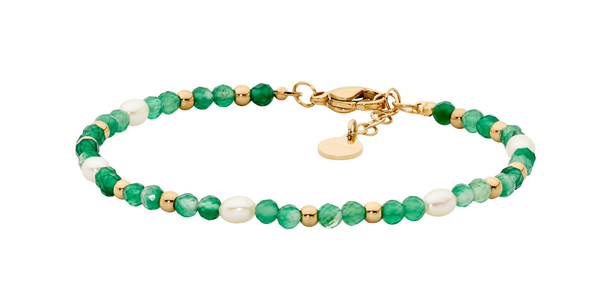 Stainless Steel Aventurine & Freshwater Pearl Bracelet