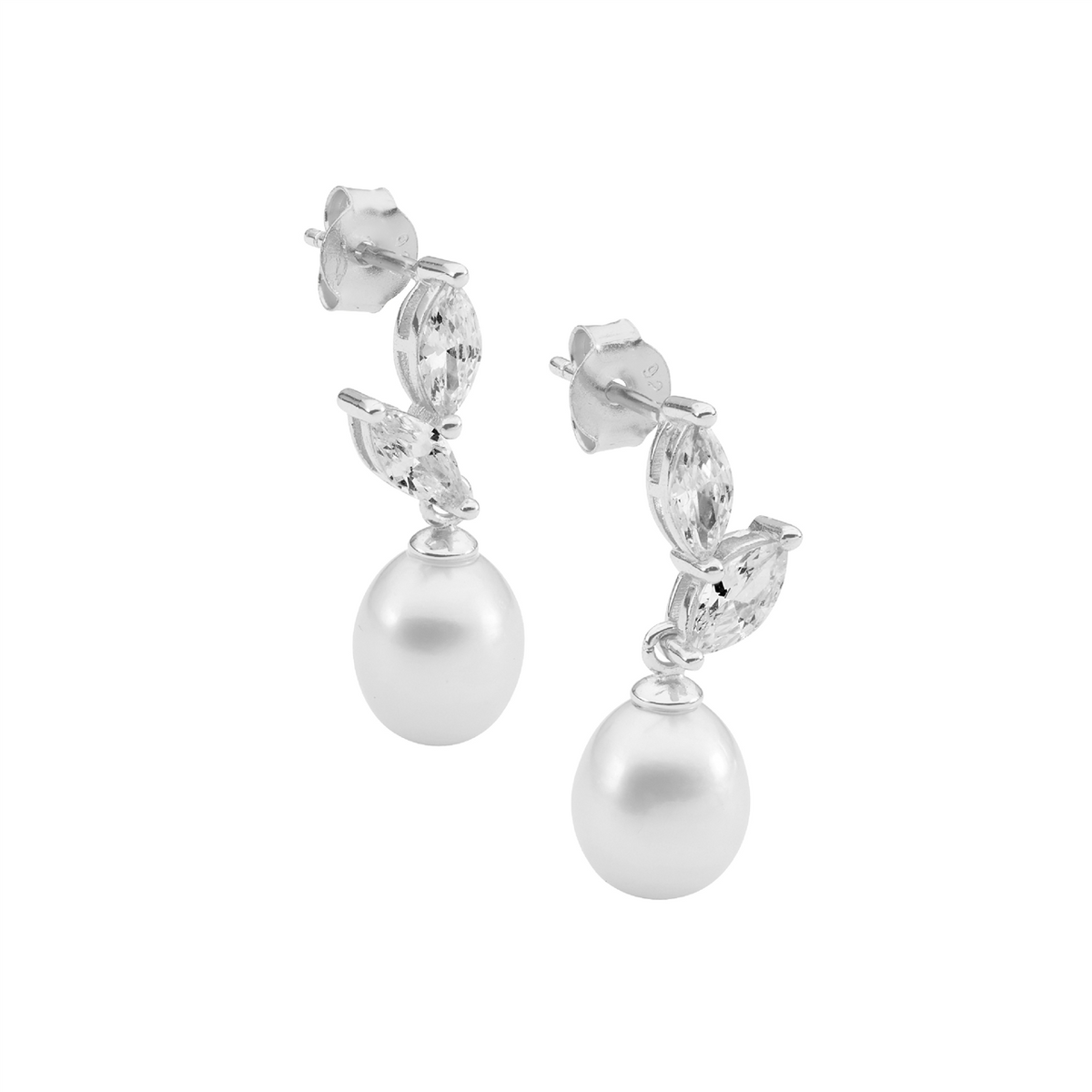 Sterling Silver Drop Earrings w/Freshwater Pearl
